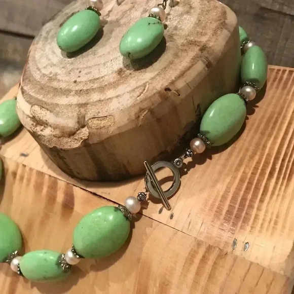 Chinese turquoise and fresh water pearl set - Picture 2 of 3